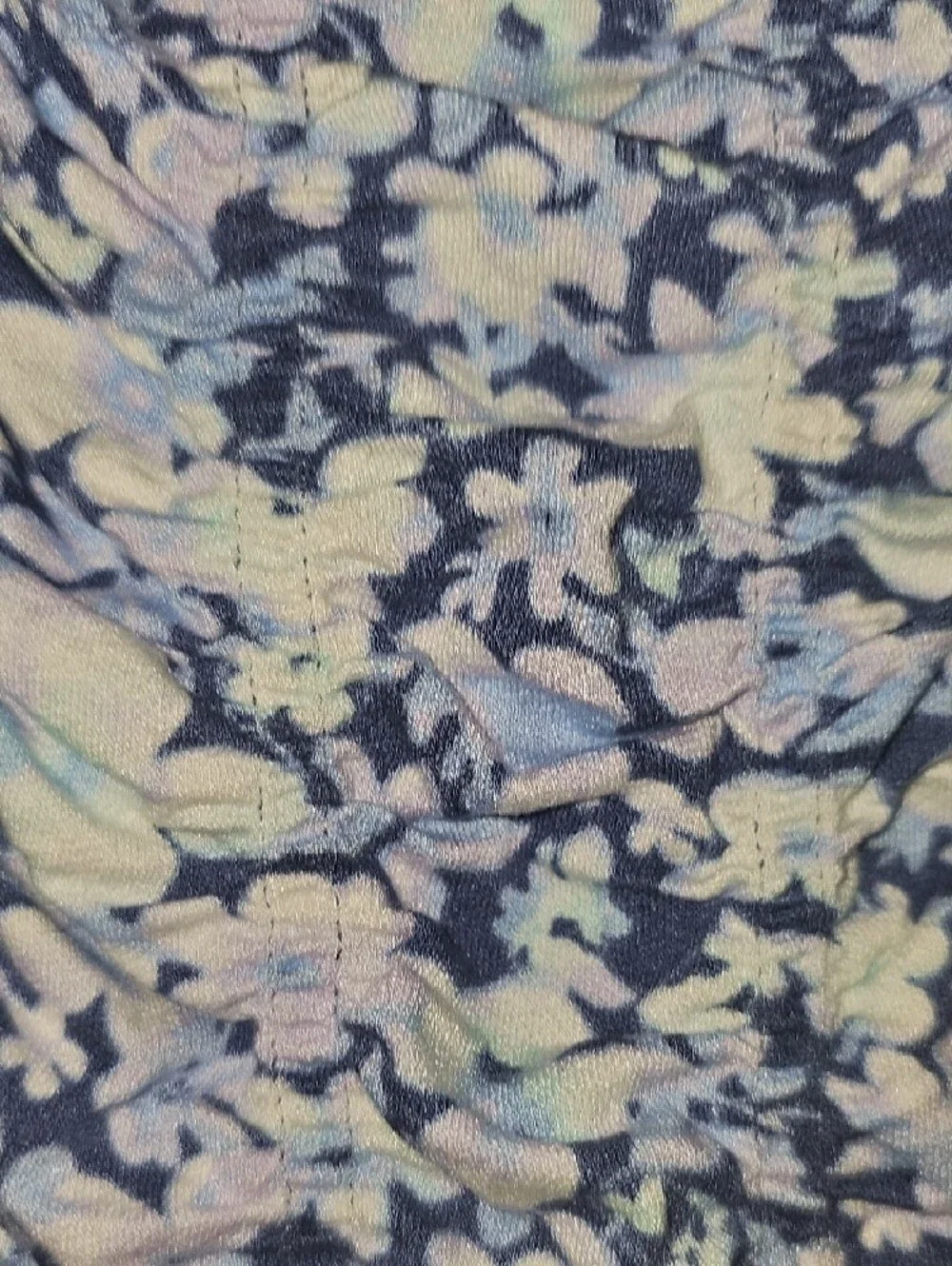 Justice Girls Med 10 Navy, White Floral Short Puff Sleeves Ruched Crop Top New